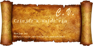Czirják Valéria névjegykártya